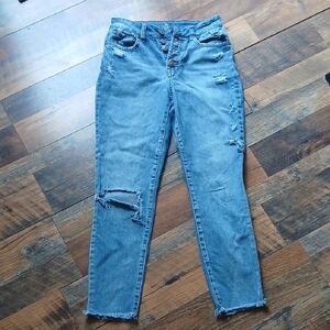 Rewash Light Blue Button-up Distressed Ankle Jeans